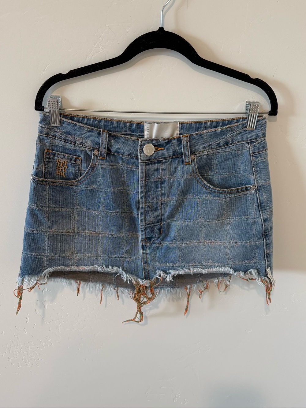 Free People One Teaspoon Denim Frayed Hem Mini Skirt Womens 27 Festival Boho